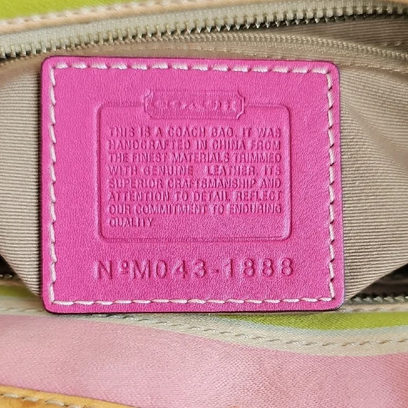 Vintage Coach Hampton Pastel Stripes Small Tote Bag #1888 Pink GUC - Picture 10 of 15